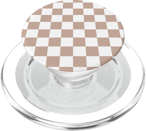 Checkerboard PopSockets PopGrip for MagSafe - Brown and White Checkered Pattern