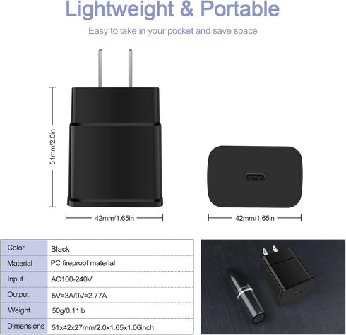Fast Charger Type C 25W USB C Charger for Motorola Razr 2023, Edge, G24 Power, Moto G Play 2024/G Power/G Stylus/G