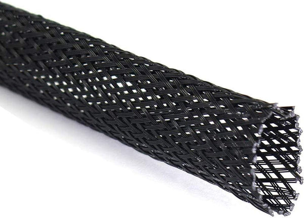 Black PET Expandable Sleeving, Cord Protector Wire Loom Tubing for USB Charger Cable, Power Cord, Audio Video Cable