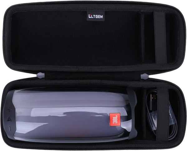 LTGEM Hard Case for JBL Pulse 4, Waterproof Portable Bluetooth Speaker, Travel Protective Carrying Bag (Black+Black).