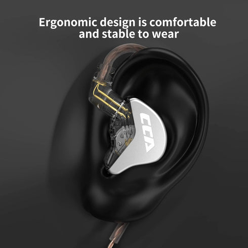 Ultra-Thin Diaphragm CCA CRA Wired IEM Earbuds with Super Bass & Clear Sound for Musicians, DJs, & Singers (White)