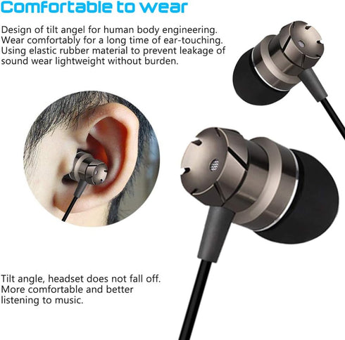 3 Packs Earphones with Remote & Microphone, In-Ear Stereo Sound, Noise Isolating for Smartphones, Laptops, Gaming