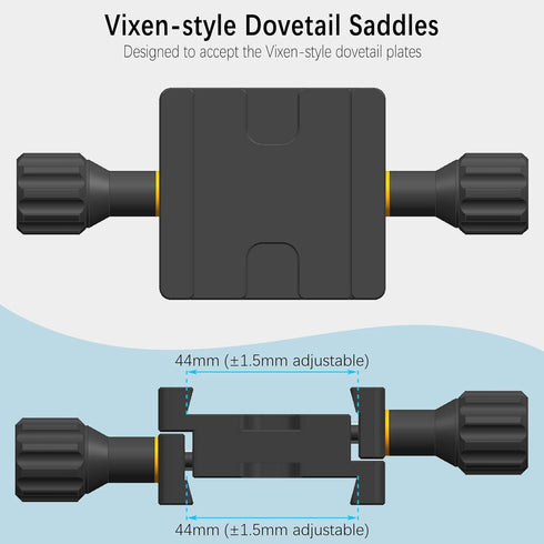 Telescope Mount Dual Dovetail Saddle Clamp for Vixen Style Dovetail Plate, Female to Female Adapter Base