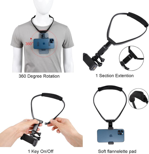 Pellking POV/Vlog Smartphone Head Strap Mount Kit, Compatible with iPhone, Samsung, Hero 1-9, DJI Osmo