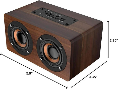 Retro Wooden Bluetooth Speaker - Combination Wireless Dual Loudspeakers, 3D Surround Speaker, Dual 5W Speakers, Redwood