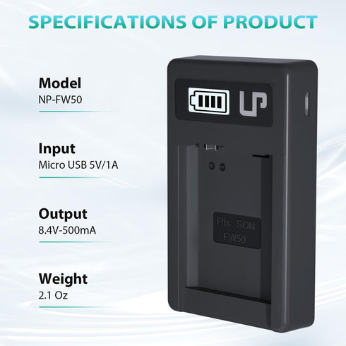 NP-FW50 Battery Charger, LCD Dual Charger for Sony Alpha A6000, A6400, A6100, A6300, A6500