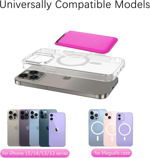 BENTOBEN Magnetic Phone Wallet Card Holder Case Compatible with MagSafe for iPhone 15 14 13 12, Hot Pink