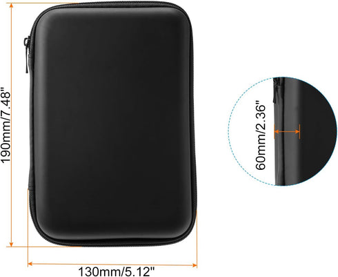 PATIKIL 7.48x5.12 Electronic Organizer Case, 1Pcs EVA Hard Waterproof Rectangle Travel Carrying Case with Zipper for Digital Multimeter, Camera, Charger Cord, Earphone, Black