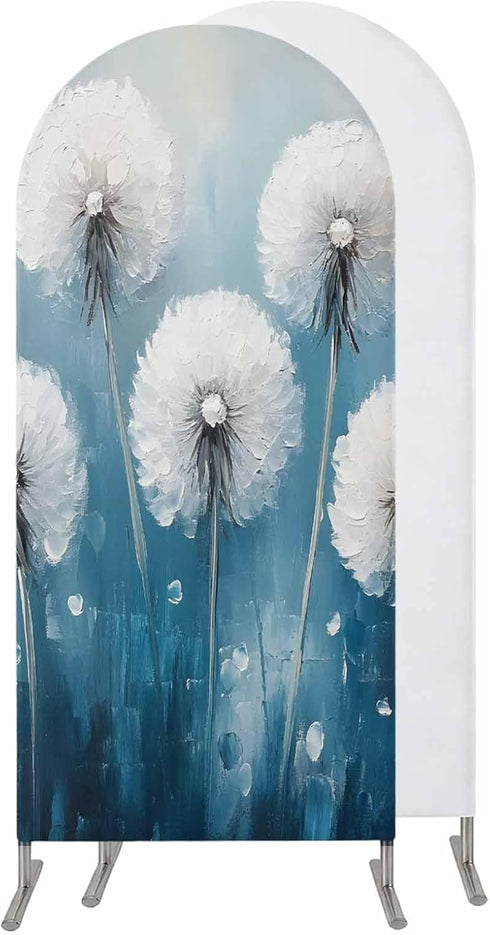 Jnbasdffb White Spring Floral Wedding Arch Cover,Stretchy Spandex Arch Backdrop Stand Covers 7.2