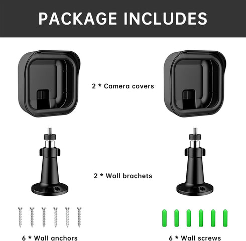 VOMA Blink Outdoor 3rd Gen Camera Housing - Weatherproof Protective Cover and 360 Degree Adjustable Mount (Black, 2
