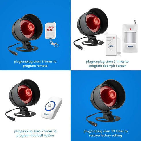 KERUI Standalone Home Office Shop Security Alarm System Kit, Wireless Loud Indoor/Outdoor Siren Horn with Remote Control