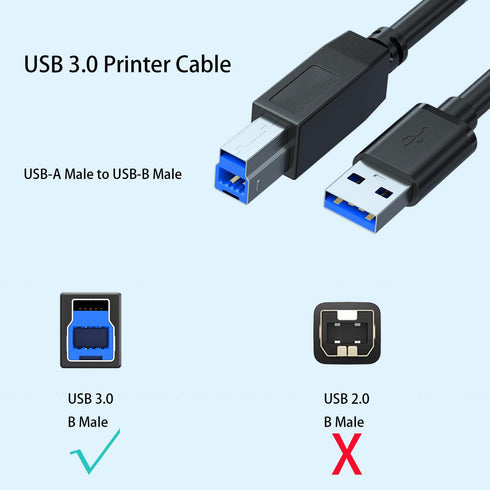 3.0 5Gbps 5Ft) Pocxwa USB Printer Cable, USB-A to B Male Cord Data Sync Compatible with Printers, Scanner, Docking