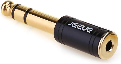 Upgrade 6.35mm(1/4") Male to 3.5mm Female Headphones Adapters, Pure Copper Socket Stereo Jack, Professional Sound, Black