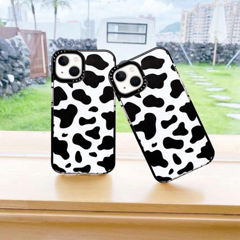 Abbery iPhone 13 Mini Case, Cow Print Clear Design, Cute Durable Silicone TPU Shockproof Protective Cover for Women