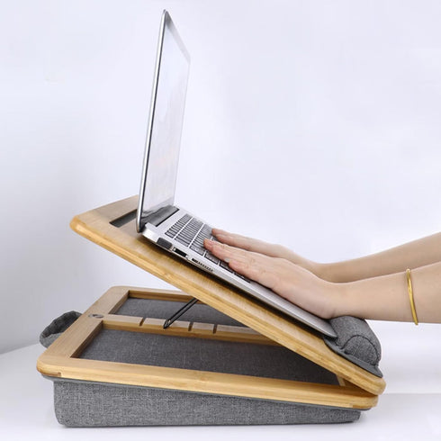 SUMISKY Adjustable Lap Desk, Portable Laptop Stand with Cushion and Phone Holder for Up to 15.6 Inch Laptops