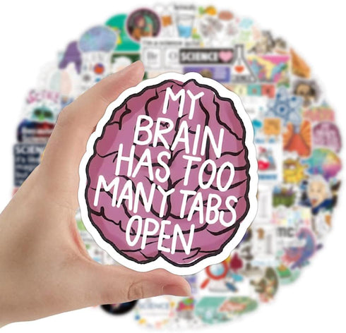 100Pcs Natural Sciences Stickers Pack, Physics, Chemistry, Biology Experiment Vinyl Stickers for Student Science
