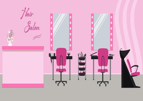 BELECO 5x4ft Fabric Hair Salon Interior Backdrop Pink Barber Shop Haircut Chair Mirror Background Hairstylist Theme
