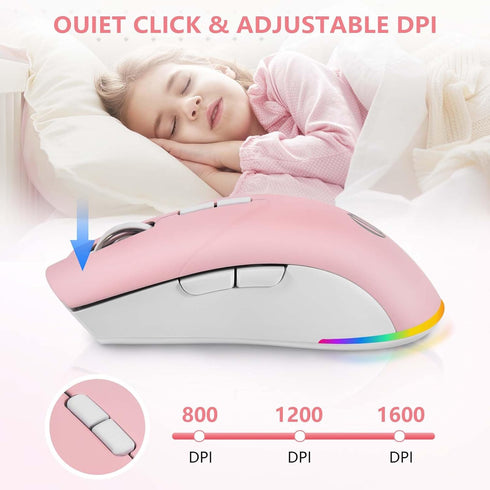 mobiproduct 3 5.2 2.4G) Wireless Bluetooth Mouse, Rechargeable USB Optical Mouse, Adjustable DPI, LED Silent Dual