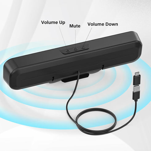 Computer Speakers for Desktop PC - Monitor Speakers for Laptop, Loud Sound, Volume Control, Clamps to Monitors