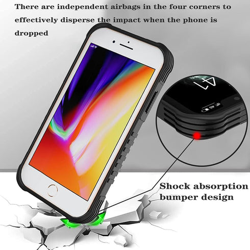 Heavy Duty Shockproof Hard Bumper + Soft Silicone Rubber Protective Case for iPhone SE 2022/2020, 7/8/6/6s/SE 3rd 2nd,