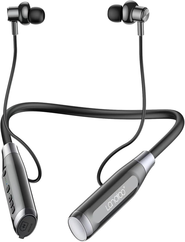 Wireless Bluetooth 5.0 Neck Earbuds, 100 Hours Playback, IPX5 Waterproof Sports Earphones with Microphone, A12