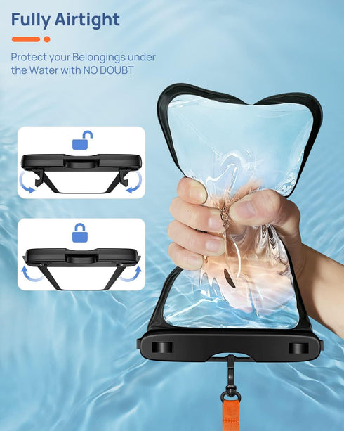Lanhiem 10.5" Large Waterproof Phone Pouch, 2 Pack Universal IPX8 Dry Bag with Lanyard for iPhone 15 14 13 Pro Max,