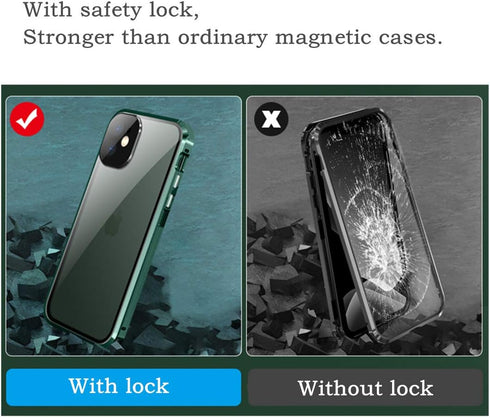 iPhone 12 Pro Max Case with Safety Lock & Strong Magnetic Adsorption, 360 Full Body Protection, Blue