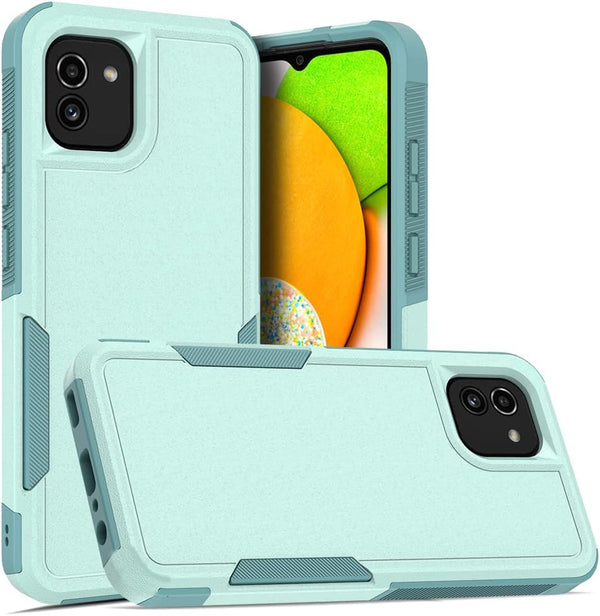 Galaxy A04e 4G Case - PC+TPU Two-in-one Double-Layer Anti-Fall Mobile Phone Protective Case (Mint Green)