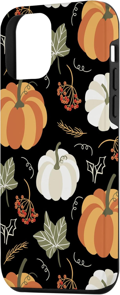 iPhone 12 mini Case with Autumn Falling Leaves and Pumpkin Spice Harvest Design