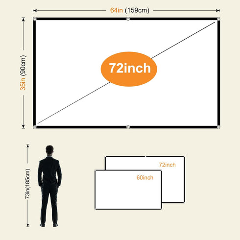 Foldable Projector Screen, XINLEMY 72" 4K 16:9 HD Portable Anti-Crease Double-Sided Cinema Screen