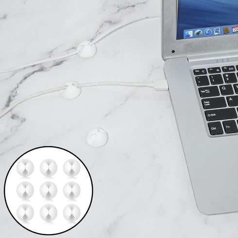 9 Pcs White Adhesive Cable Clips, Charger Cord Holder for Nightstand, Desk, Phone Charger, Home, Office