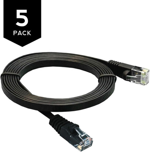 Buhbo 1 FT Cat6 Flat Ethernet Network Cable RJ45 - 5-Pack