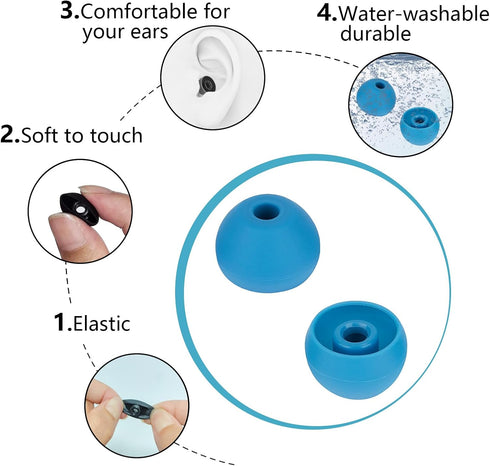 Earbud Replacement Tips - Silicone Tips Compatible with Powerbeats Pro and Beats Wireless Earphones (4 Pairs Blue)