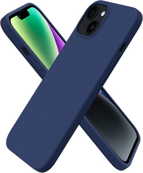 ORNARTO iPhone 14 Case 6.1, Slim Liquid Silicone 3 Layers Full Phone Covered Soft Gel Rubber Protective Cover 6.1 Inch