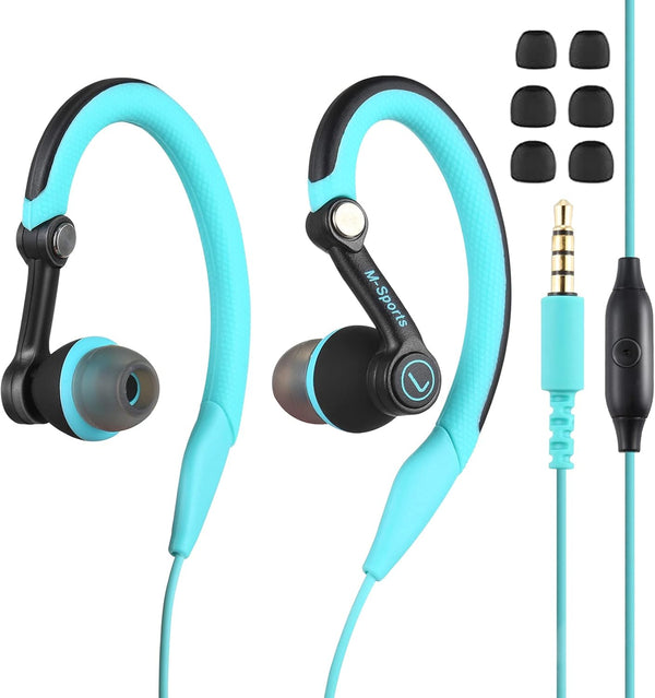 Sport Headphones Wired Running Earphones with Earhook (3.5mm, Blue)