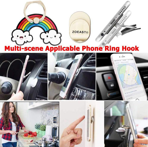ZOSTLAND Colorful White Smile Cloud Phone Ring, Universal 360° Adjustable Finger Grip Stand for iPhone 15 14 13 12