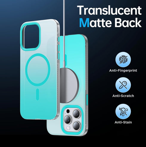 Magnetic iPhone 14 Pro Case, Compatible with MagSafe, Strong Magnetic, 10FT Military Grade Protective Translucent Case