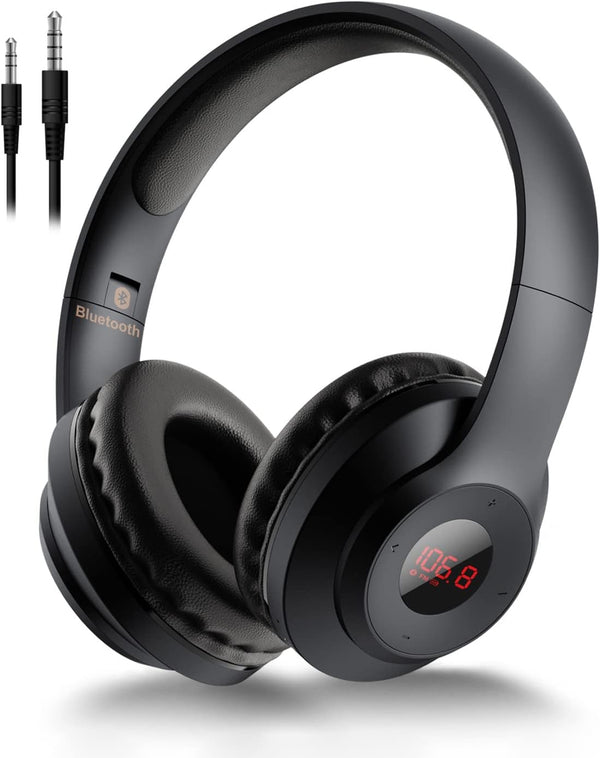 X5 Wireless FM Radio Headphones with Bluetooth, Portable Over Ear Headset, Built-in Microphone, Rechargeable, Stereo