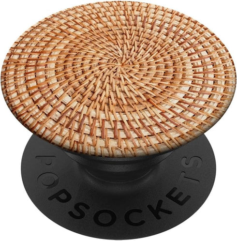 Cute Vintage Rattan Style Wicker Basket PopSockets Standard PopGrip