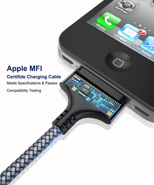 AkoaDa 30 Pin USB Charging Cable 10ft 2 Pack, Apple Certified, Compatible with iPhone 4/4s, iPad 1/2/3, iPod Classic,