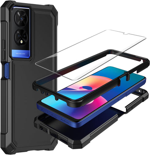 360 Full-Body Soft TPU Bumper Case for TCL 50 XE with Tempered Glass Screen Protector, Shockproof Protective Cover,