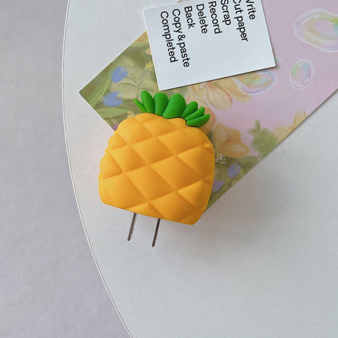 ZOSTLAND Yellow Fruit Pineapple 5 in 1 DIY 18W 20W Data Cable USB Charger Line Earphone Wire Saver for iPhone 11-15 Pro