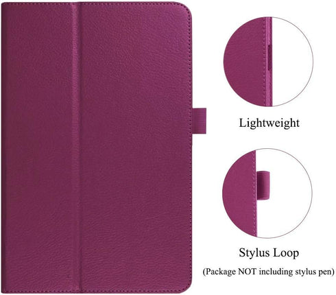 Premium PU Leather Folio Case for Galaxy Tab A 10.1 (2016 NO S Pen Version), Purple | Smart Stand Cover for Samsung