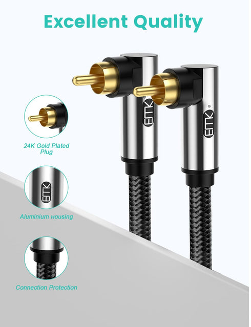 EMK 90 Degree Subwoofer Cable - RCA Male to Male Digital Coaxial Audio Cable for Speaker, 5FT/1.5M