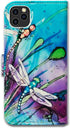 Case for iPhone 12 Pro Max, Cute Dragonfly Leather Flip Wallet Cover with Card Slot Holder Kickstand