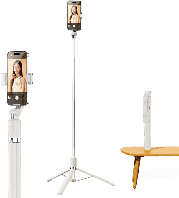 Briteroh Selfie Stick Tripod 68", Extendable Selfie Pole with Removable Fill Light &