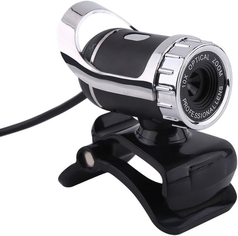 12M 360 20 Web Camera with HD Video Rotating Stand Built-in Microphone Compatible with PC and Laptop Silver Clip On USB