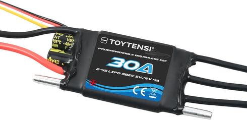 TOYTENSI 30A 24S XT60 3.5mm Water-Cooled Brushless Marine ESC for RC Boat, Boat ESC with & Bullet Connectors