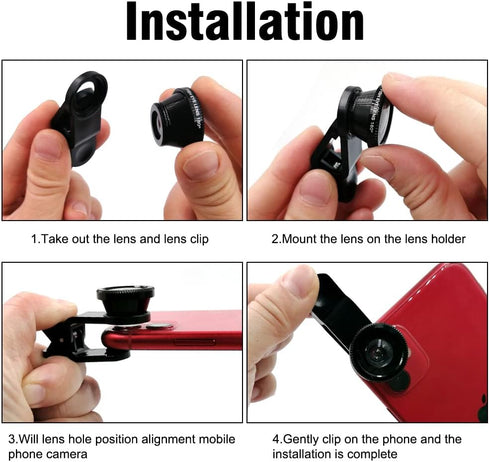 Silver 3 in 1 Cell Phone Camera Lens Kit, Universal Wide Angle Macro Fisheye Lens for iPhone Samsung Android