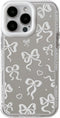 Love Heart Bow Plating Mirror Soft Phone Case for iPhone 13 Pro, Silver